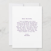 アーチモダンパープルカラーブロックフォト卒業 サンキューカード (裏面)