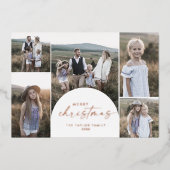 アーチモダンフォイル数々のフォトファミリーニュースクリスマス 箔シーズンカード (正面)