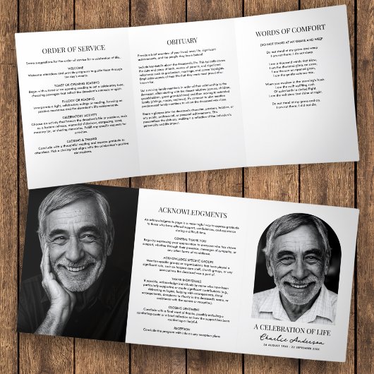 アーチモダンフォトお祝いオブ・ライフ 三つ折りプログラム