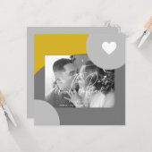 アーチモダンフォトイエローグレー日付を保存 カード (正面/裏面インサイチュ)