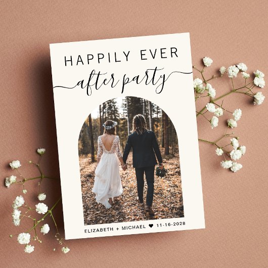 アーチモダンフォトクリームウェディング 招待状