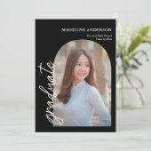 アーチモダンフォトコラージュ黒卒業 招待状 (スタンド正面)