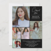 アーチモダンフォトコラージュ黒卒業 招待状 (裏面)