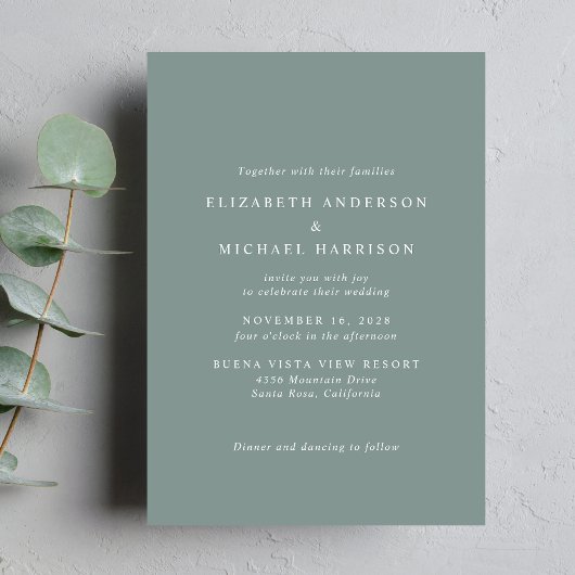 アーチモダンフォトセージ結婚グリーン 招待状