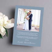 アーチモダンフォトダスティブルー結婚ズ サンキューカード