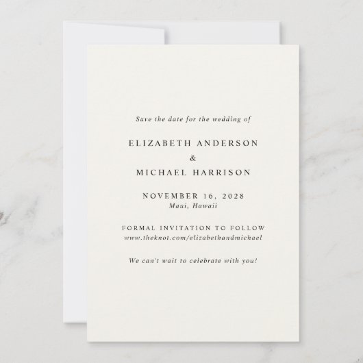 アーチモダンフォトデスティネーションクリーム結婚ズ セーブザデート (裏面)