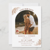 アーチモダンフォトパンパスグラス救私たちのデータカード 招待状 (正面)