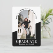 アーチモダンフォトブラック&ホワイト卒業 案内状 (スタンド正面)