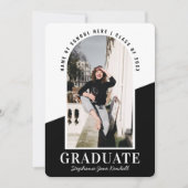 アーチモダンフォトブラック&ホワイト卒業 案内状 (正面)