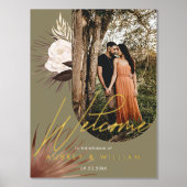 アーチモダンフォトボホウォーター花模様ズ結婚 箔ポスター (正面)