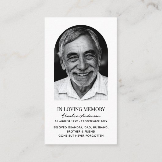 アーチモダンフォトメモリアル祈りの言葉カード 名刺 (正面)