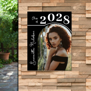 アーチモダンフォト卒業パーティブラック ポスター