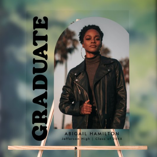 アーチモダンフォト卒業パーティー アクリルサイン (ニュートラル)