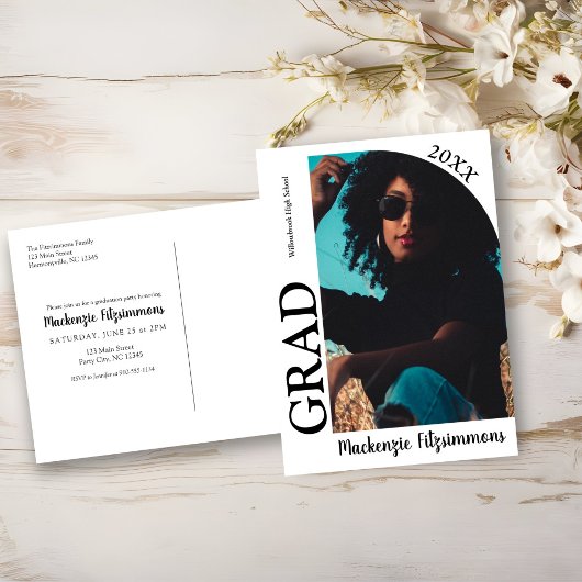 アーチモダンフォト卒業招待状 ポストカード