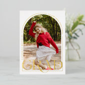 アーチモダンフォト卒業発表フォイル 箔招待状 (立ち正面)