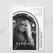 アーチモダンフォト白黒ナース卒業 招待状 (正面)