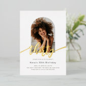 アーチモダンフォト30thバースデーフォイル招待状 箔招待状 (立ち正面)