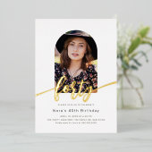 アーチモダンフォト40thバースデーフォイル招待状 箔招待状 (立ち正面)