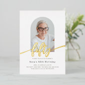 アーチモダンフォト50th誕生日フォイル招待状 箔招待状 (立ち正面)