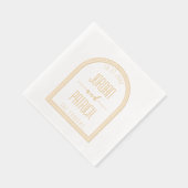 アーチモダンフパーソナライズされたレーム名結婚と日付 箔ナプキン (右)