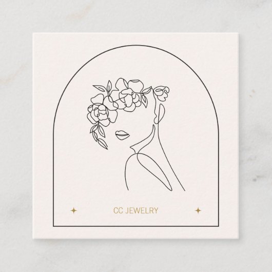 アーチモダンフラワーウーマンジュエリー表示カード スクエア名刺 (正面)