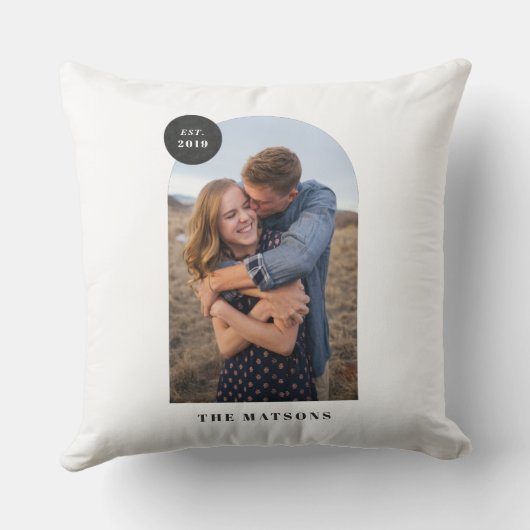 アーチモダンフレームカスタムフォト枕 – 黒 クッション (裏面)