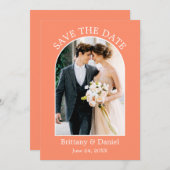 アーチモダンフレーム写真サンゴ セーブザデート (正面/裏面)