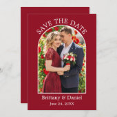 アーチモダンフレーム写真赤 セーブザデート (正面/裏面)