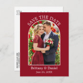 アーチモダンフレーム写真Red日付の保存 ポストカード (正面/裏面)