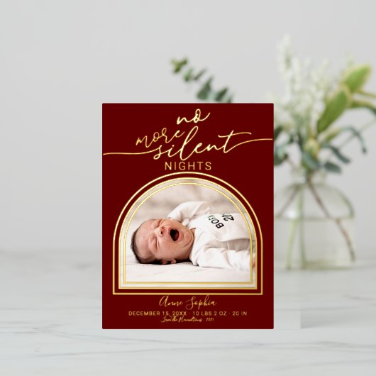 アーチモダンフレーム誕生発表箔はがき 箔シーズンポストカード (立ち正面)