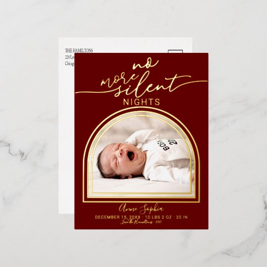 アーチモダンフレーム誕生発表箔はがき 箔シーズンポストカード (正面/裏面)