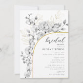 アーチモダンフローラエレガント金ゴールドシックブライダルシャワー 招待状 (正面)