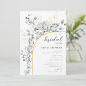 アーチモダンフローラエレガント金ゴールドシックブライダルシャワー 招待状 (スタンド正面)