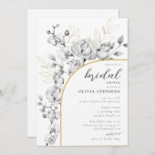 アーチモダンフローラエレガント金ゴールドシックブライダルシャワー 招待状 (正面/裏面)