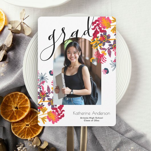 アーチモダンフローラ写真卒業パーティー 招待状