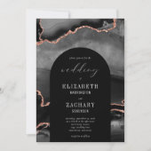 アーチモダンブラックバラ金ゴールドアゲート結婚ズ 招待状 (正面)