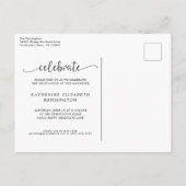 アーチモダンブラック金ゴールド写真卒業 案内ポストカード (裏面)