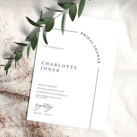 アーチモダンブラック&ホワイトブライダルシャワーインビタティ 招待状