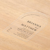 アーチモダンブラック&ホワイトミニマル結婚リスト アクリル招待状 (レイダウン)