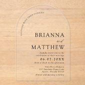 アーチモダンブラック&ホワイトミニマル結婚リスト アクリル招待状 (正面)