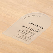 アーチモダンブラック&ホワイトミニマル結婚リスト アクリル招待状 (レイダウン)