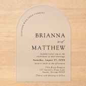 アーチモダンブラック&ホワイトミニマル結婚リスト アクリル招待状 (正面)