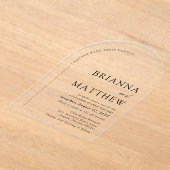 アーチモダンブラック&ホワイトミニマル結婚リスト アクリル招待状 (レイダウン)