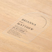 アーチモダンブラック&ホワイトミニマル結婚リスト アクリル招待状 (レイダウン)