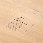 アーチモダンブラック&ホワイトミニマル結婚リスト アクリル招待状 (レイダウン)