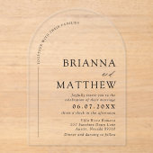 アーチモダンブラック&ホワイトミニマル結婚リスト アクリル招待状 (正面)