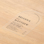 アーチモダンブラック&ホワイトミニマル結婚リスト アクリル招待状 (レイダウン)