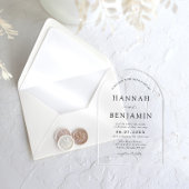 アーチモダンブラック&ホワイトミニマル結婚リスト アクリル招待状