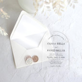 アーチモダンブラック&ホワイトミニマル結婚リスト アクリル招待状