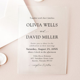 アーチモダンブラック&ホワイトミニマル結婚リスト アクリル招待状